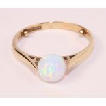 Opal single stone 9ct gold ring hallmarked Condition Report <a href='//www.