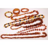 Collection of amber and amber coloured necklaces Condition Report <a