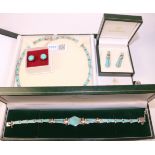 Silver and turquoise suite of jewellery by Heidi Kjaldsen and a similar pair of turquoise and