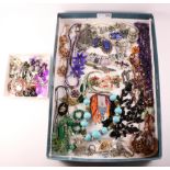 Collection of silver jewellery stamped 925 and costume in one large and one small box