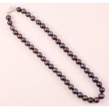 Black freshwater pearl necklace with silver clasp stamped 925 Condition Report