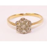 Diamond flowerhead 18ct gold ring Condition Report <a href='//www.davidduggleby.