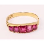 Edwardian five stone graduating pink spinel 18ct gold ring Birmingham 1907 Condition