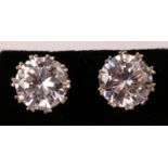 Large pair of cubic zirconia silver ear-rings stamped 925 Condition Report <a