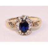 Sapphire and diamond 9ct gold ring hallmarked Condition Report <a href='//www.