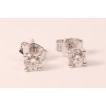 Pair of 18ct white gold brilliant cut diamond stud ear-rings approx 0.