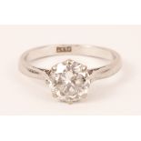 Platinum single stone brilliant cut diamond ring stamped plat approx 1.