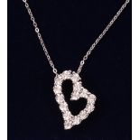 9ct white gold heart shaped pendant necklace stamped 375 Condition Report <a