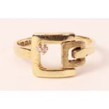 9ct gold single stone diamond contemporary buckle ring hallmarked 1.