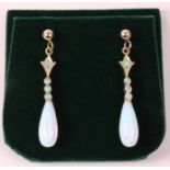 Pair of 9ct gold opal drop ear-rings stamped 375 Condition Report <a