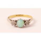 18ct gold and platinum opal and diamond three stone ring Condition Report <a