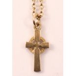 Cross gold pendant on gold necklace both hallmarked 9ct approx 3.