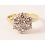 18ct gold seven stone diamond floral cluster ring Sheffield 1987 approx 3.