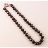 Black single strand freshwater pearl necklace with clasp Condition Report Approx