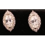 Pair of silver marquise dress ear-rings stamped 925 Condition Report <a