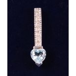 9ct white gold stamped diamond and topaz bar pendant stamped 375 Condition Report