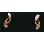 Pair of 9ct gold and diamond crossover drop ear-rings stamped 375 Condition Report