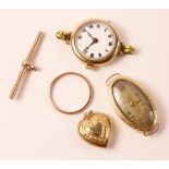 14ct gold wristwatch stamped 585, 9ct gold wristwatch hallmarked, heart pendant stamped 9ct,