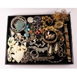 Collection of silver and costume jewellery including two silver brooches hallmarked,