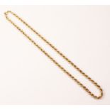 Gold rope twist chain necklace hallmarked 9ct approx 5.