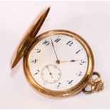 Swiss made 14k gold hunter pocket watch no 32731 approx 74gm Condition Report