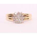 9ct gold stone set cluster ring hallmarked Condition Report Ring size = N-O.