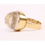 14ct gold rutilated quartz cabouchon ring stamped 585 approx 6.