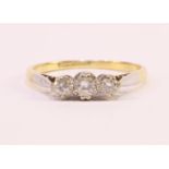 Three stone gold diamond ring stamped 18ct Plat approx 2.