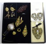 Victorian and later enamel and gold jewellery including 9ct rose gold wristwatch,