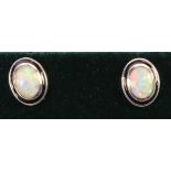 Pair of silver opal stud ear-rings stamped 925 Condition Report <a href='//www.