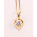 Gold brilliant cut diamond pendant necklace stamped 18k approx 0.