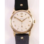 Gentleman's Marvin 9ct gold mechanical wristwatch, subsidiary seconds dial,