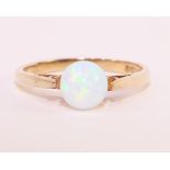 Opal single stone 9ct gold ring hallmarked Condition Report <a href='//www.