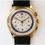 Gentleman's Breitling Chronograph 18ct gold mechanical wristwatch, movement signed Breitling,