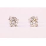 Pair of 18ct white gold brilliant cut diamond stud ear-rings approx 1.