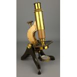 Brass & black japanned monocular Microscope by Henry Crouch London No.
