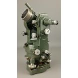 Hilger & Watts transit Theodolite No.107650, green japanned body with chromed fittings