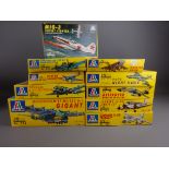 Ten Italeri 1:72 scale model aircraft kits: JU-87 G2, & JU-52 Douglas C-47 Skytrain,