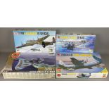 Four Airfix 1:72 scale model aircraft kits: Handley Page, Lockheed C130 Hercules,