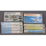 Nine Hasegawa 1:72 scale model aircraft in action series kits: Aircraft Weapons 1-5, 9(2),11,12,