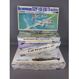 Five Hasegawa 1:72 scale model aircraft kits: Type 1 Attack Bomber, Zero Fighter & P-38F Lightning,