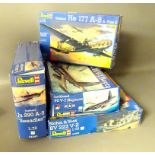 Four Revell 1:72 scale model aircraft kits: Heinkel He 177 A-5, Junkers 290 A-5 'Seeadler',