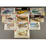 Ten Airfix 1:72 scale model aircraft kits: Fairy Firefly,, Sopwith Pup, Airco DH4, Roland C-11,