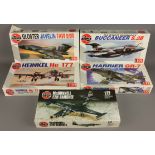 Five Airfix 1:72 scale model aircraft kits: Gloster Javelin FAW 9/9R, F2H Banshee, Buccaneer S.