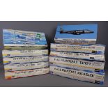 Ten Hasegawa 1:72 scale model aircraft kits: Harrier GR Mk.5 RAF, FW 190A-5 Special, Hellcat Mk.