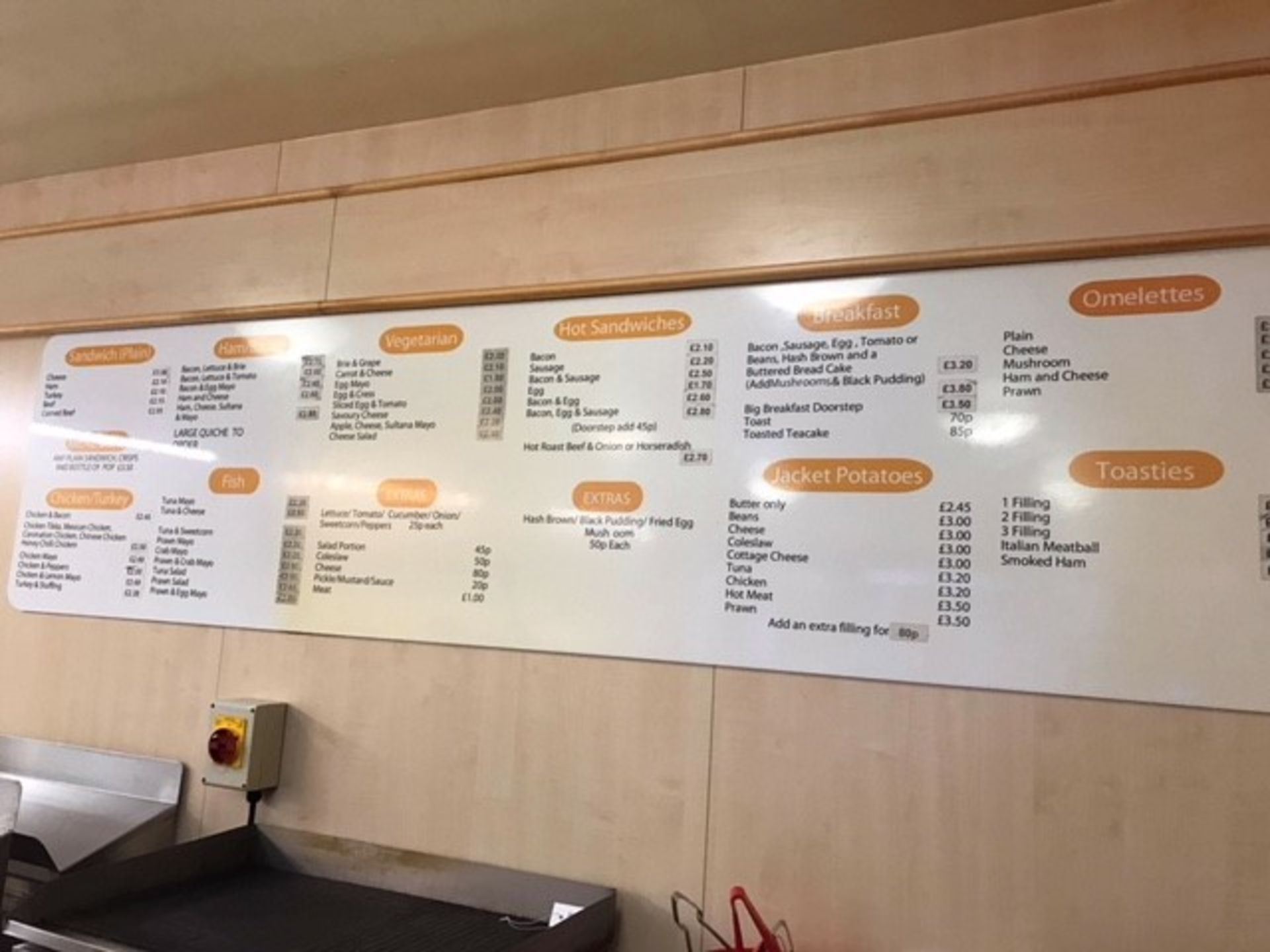 Wall hanging menu board