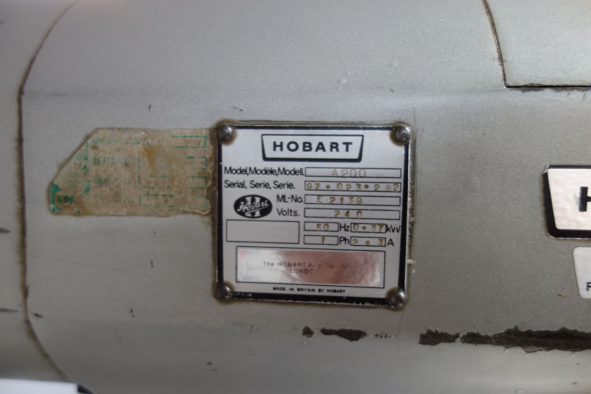 Hobart A200 commercial mixer and compressor with grater attachment, - Image 3 of 5