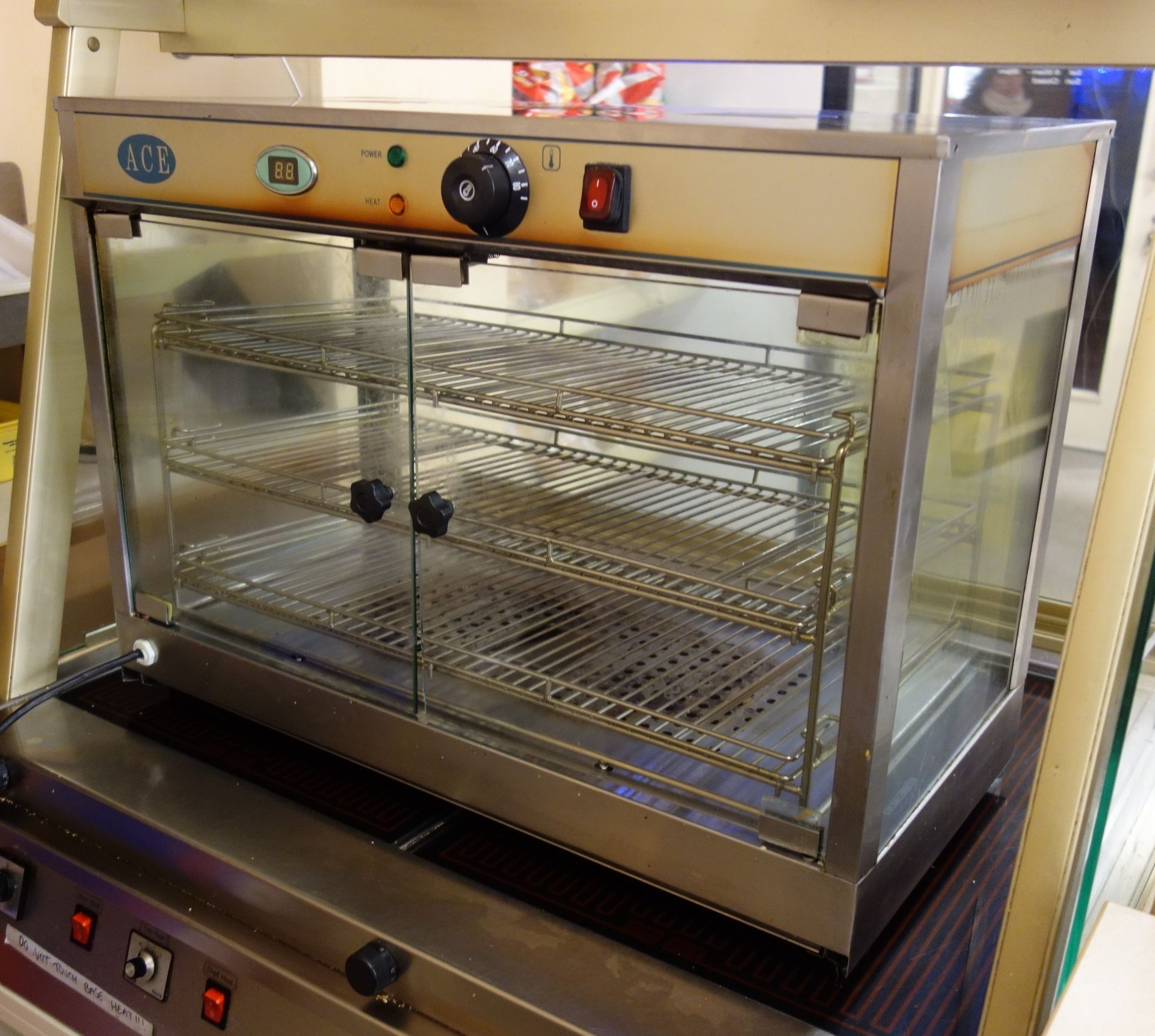 ACE commercial stainless steel counter top display warmer, W71cm, H53cm,