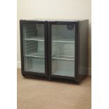 Two door drinks refrigerator in black finish,