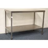 Commercial stainless steel two tier preparation table, 122cm x 61cm,